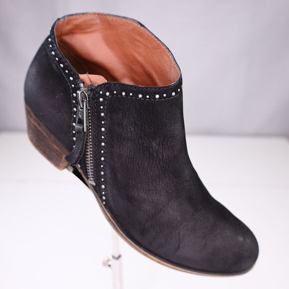 Lucky Brand Boots Womens 6.5 Black Leather Benna Ankle Booties Shoes Western - Picture 1 of 15